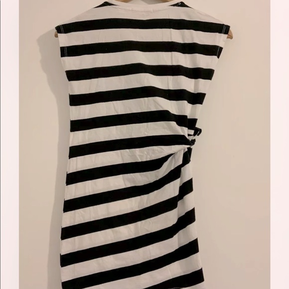 Country Road Top Womens Size 8 White & Black Striped Vest Style Shirt W/Side Bow - Picture 2 of 3